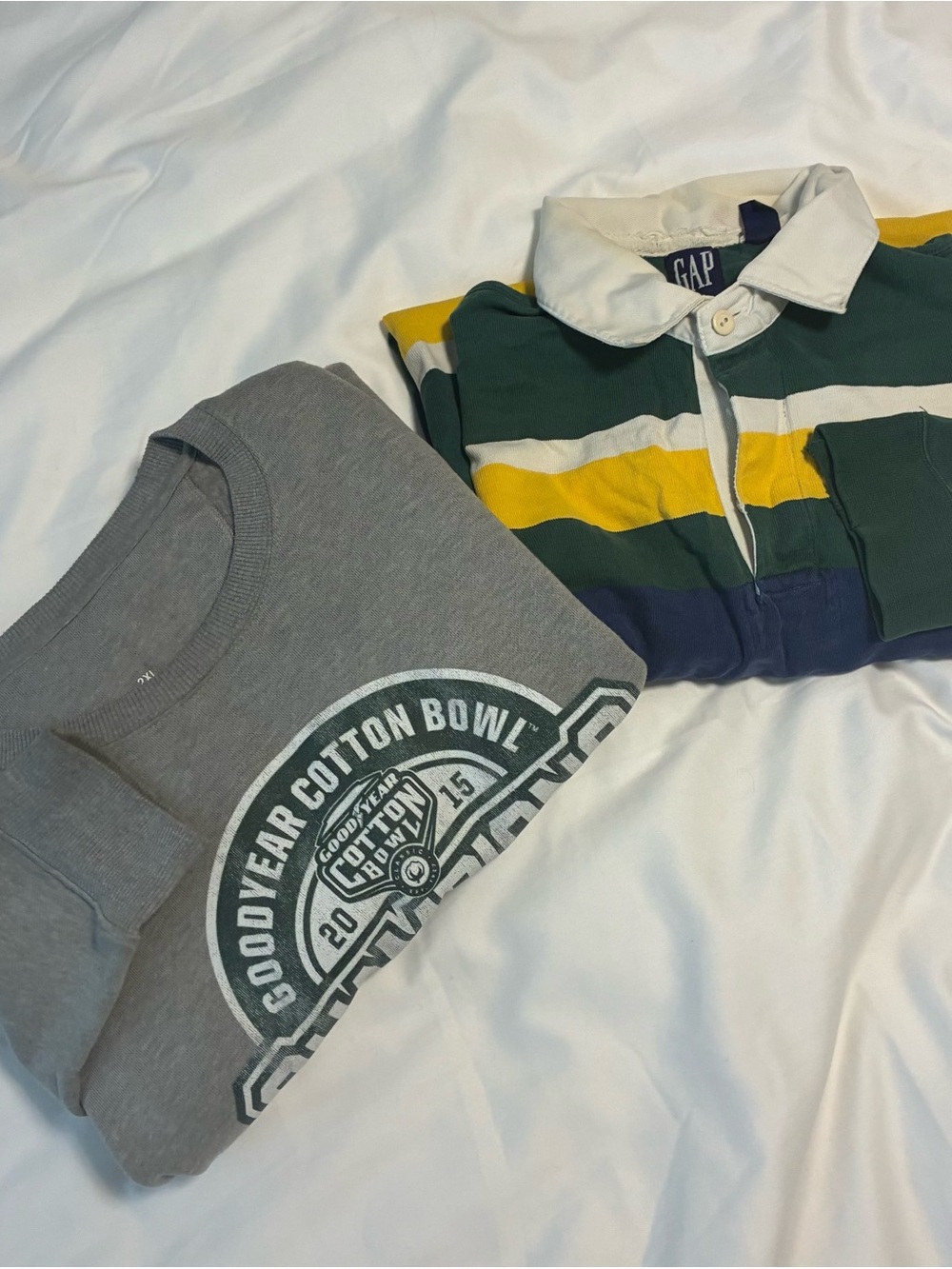 2 Pack Vintage Sweaters - GAP Boys Green, Yellow & Navy Striped Rugby Polo